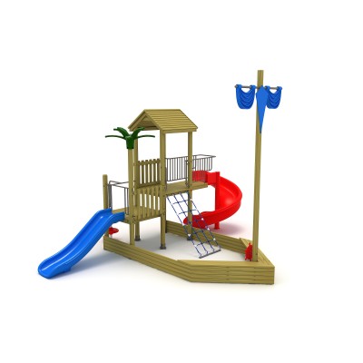 34 A Ship Themed Wooden Playground